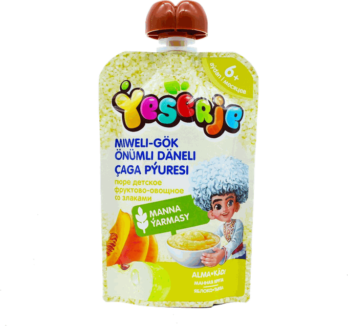 Ýeserje apple and pumpkin puree with semolina pouch